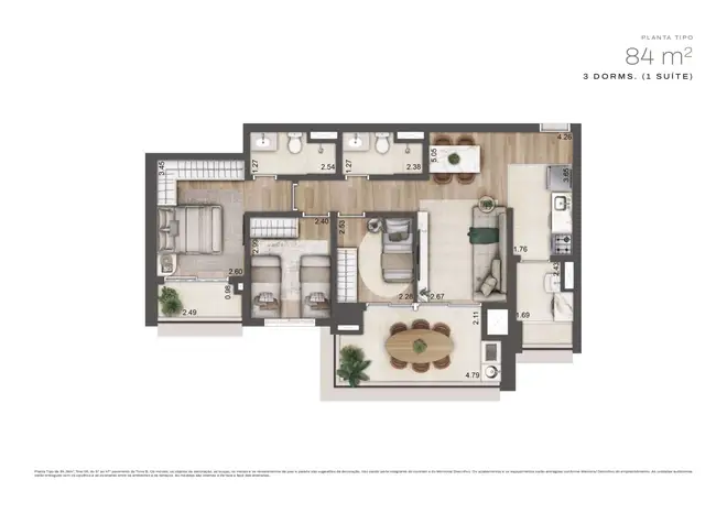 Planta Torre C — 84m² — Futuro Lançamento