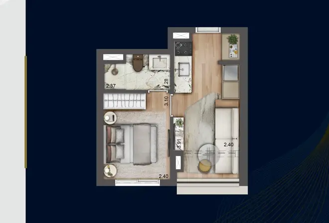 Planta Torre E — 27m² (Opção)