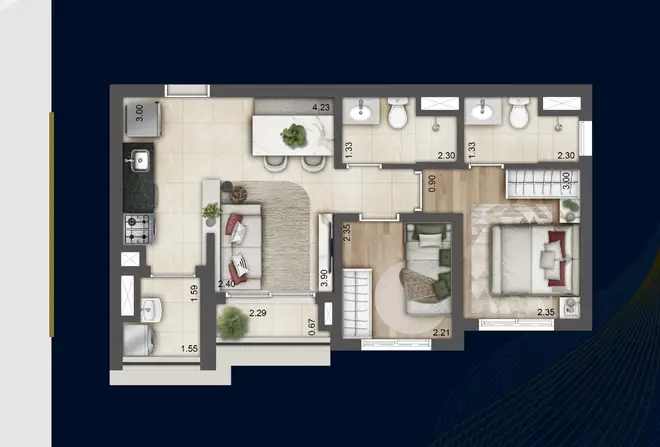 Planta Torre E — 48m²