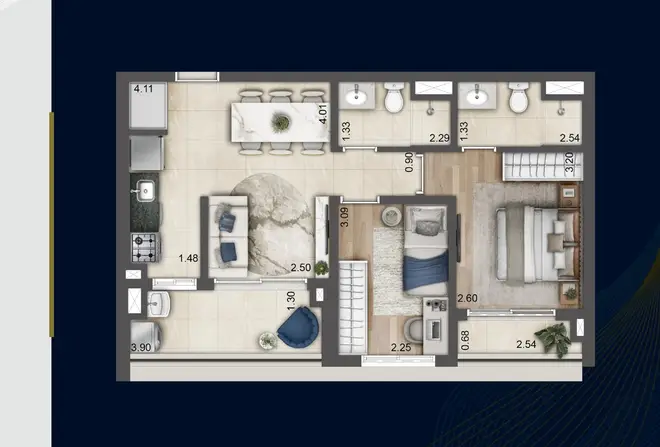 Planta Torre E — 57m²